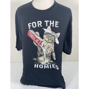 For The Homies Cat Pouring Milk Hip Hop T-Shirt XXL Funny Cute Rap Kitten Kitty